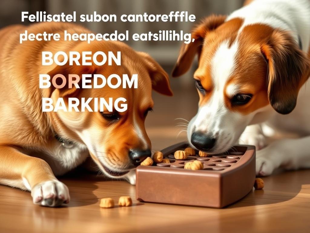 Dog engaged with interactive puzzle toy to prevent boredom barking Dog engaged with interactive puzzle toy to prevent boredom barking